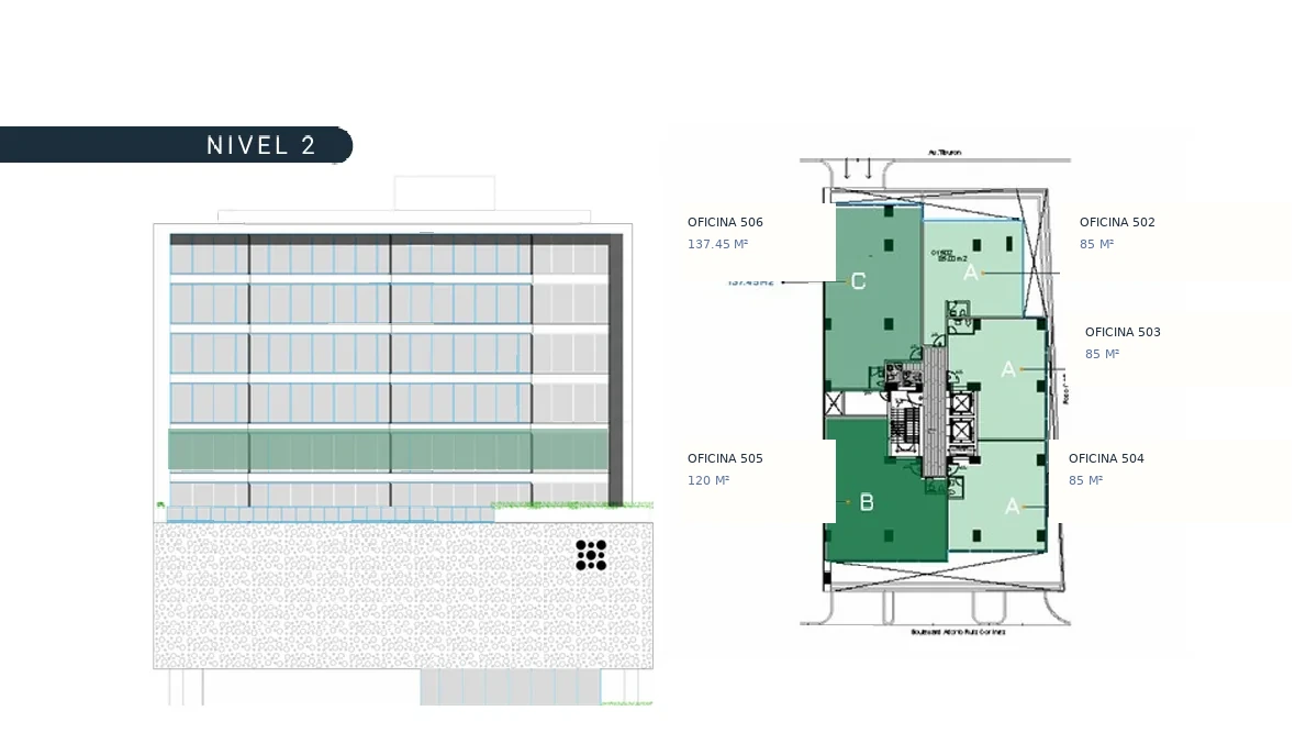 Elevación y plano de N2 · Salud Premium en Torre Auro
